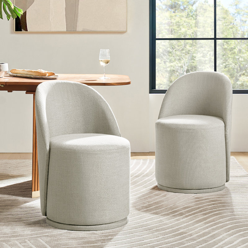 Clester Modern Upholstered Fully Assembled Swivel Dining Chair Set, 2, Beige