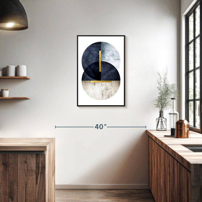 Bleu marine foncé, Cadre flottant noir, 21 po x 31 po