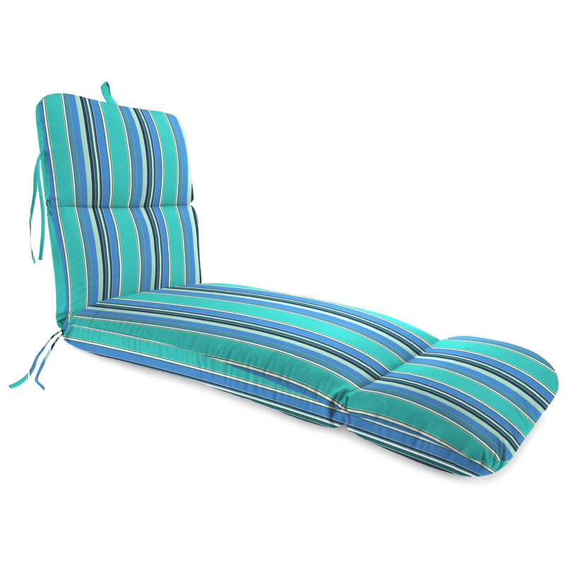 Sunbrella 74" x 22" Outdoor Chaise Lounge Cushion with Ties and Loop, Dolce Oasis Striped