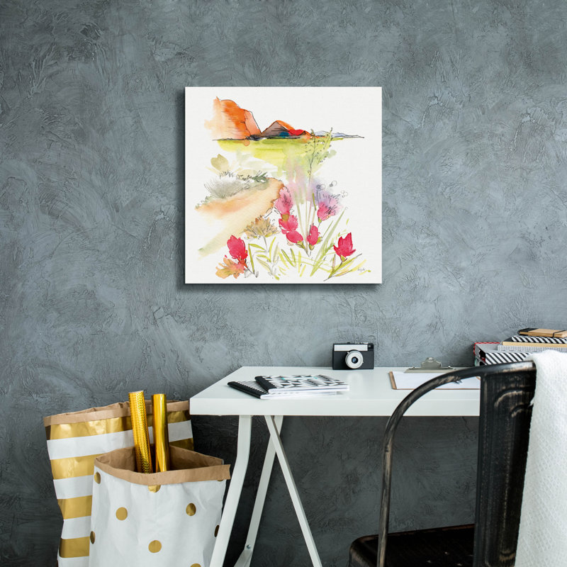 "Epic Graffiti" Desert Blooming "par Kristy riz, art mural sur toile, H 18 po x l 18 po x P 0,75 po