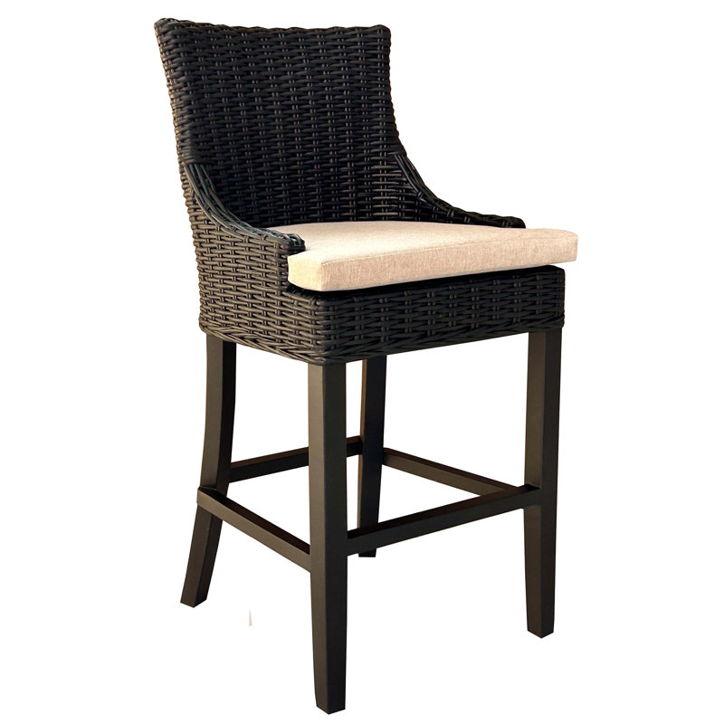 Tabouret de bar Alfresco tissé Kuba noir, Tabouret de bar (siège d'une hauteur de 29,5 po)