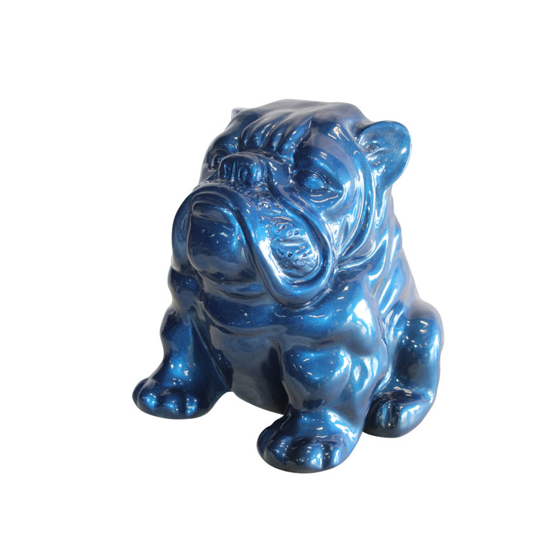 Collection Nifao Un charmant bouledogue en résine bleue, parfait pour les amoureux des chiens 19 po x 15 po x H 16 po