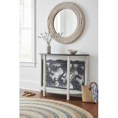 IRON ROUNDED SOFA TABLE WITH CRABS ACCENT