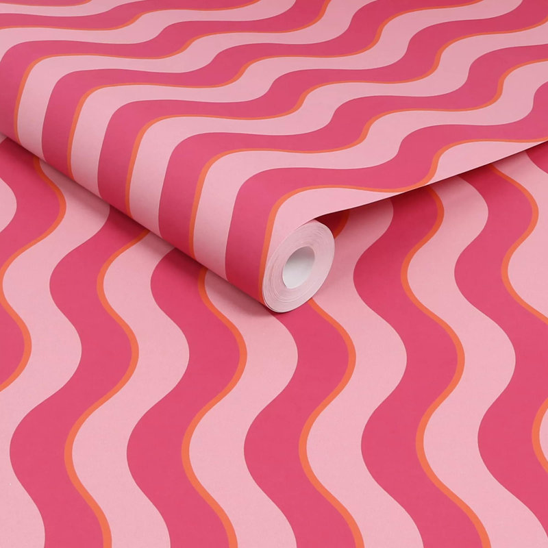 Envy Making Waves Stripe Wallpaper, Pink