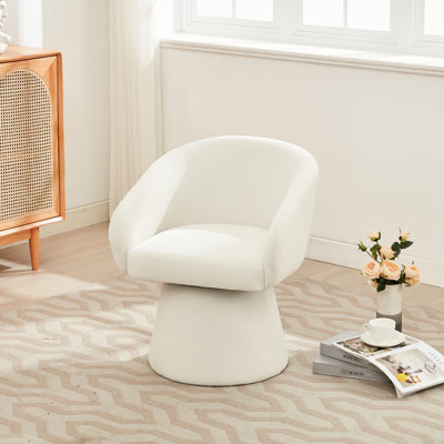 Chaise en velours côtelé moderne pivotant beige avec base stable pour une utilisation quotidienne dans le salon ou le bureau, largeur de produit de 24,56 pieds, base lisse de 360 po, chambre de lecture confortable et confortable, poids de 22,78 lb