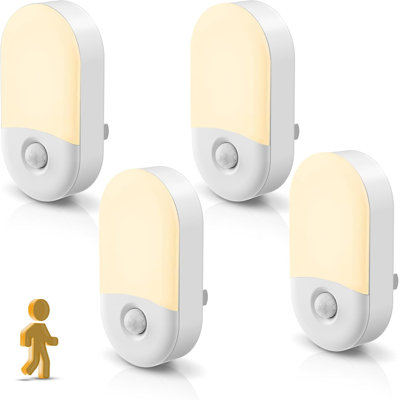 Motion Sensor Night Light Motion Activated Night Light 4Pack 3000K Warm Night Lights Plug Into Wall Motion Sensor 3060LM Adjustable Brightness For Kids Adults Bathroom Kitchen
