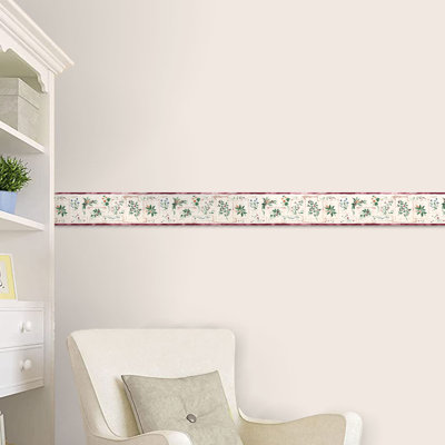 Concord Wallcoverings Wallpaper Border Floral Pattern Flowers Berries For Cottage Kitchen Dining Room, Cream Burgundy Green, 15 Ft By 6.75 In D4D58C584C9E42DF871E52FB284919E0