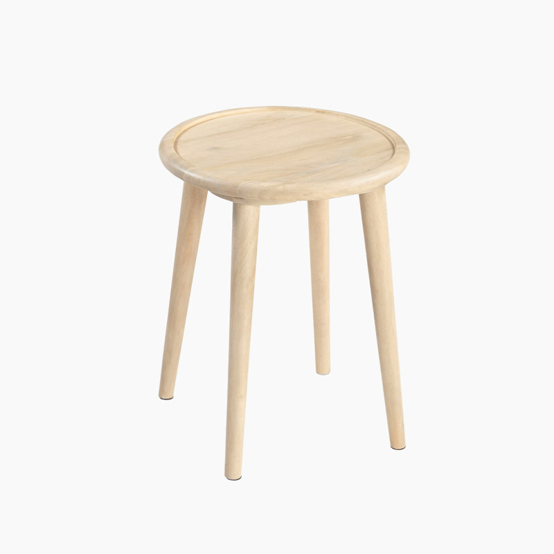 Orizcal Circular Mango Wooden Side Table - Traditional Farmhouse Style