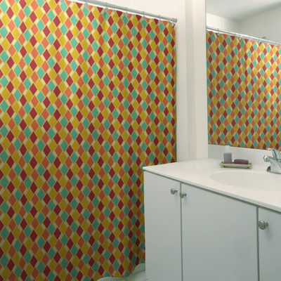 Rideau de douche simple à motif de losanges Retro