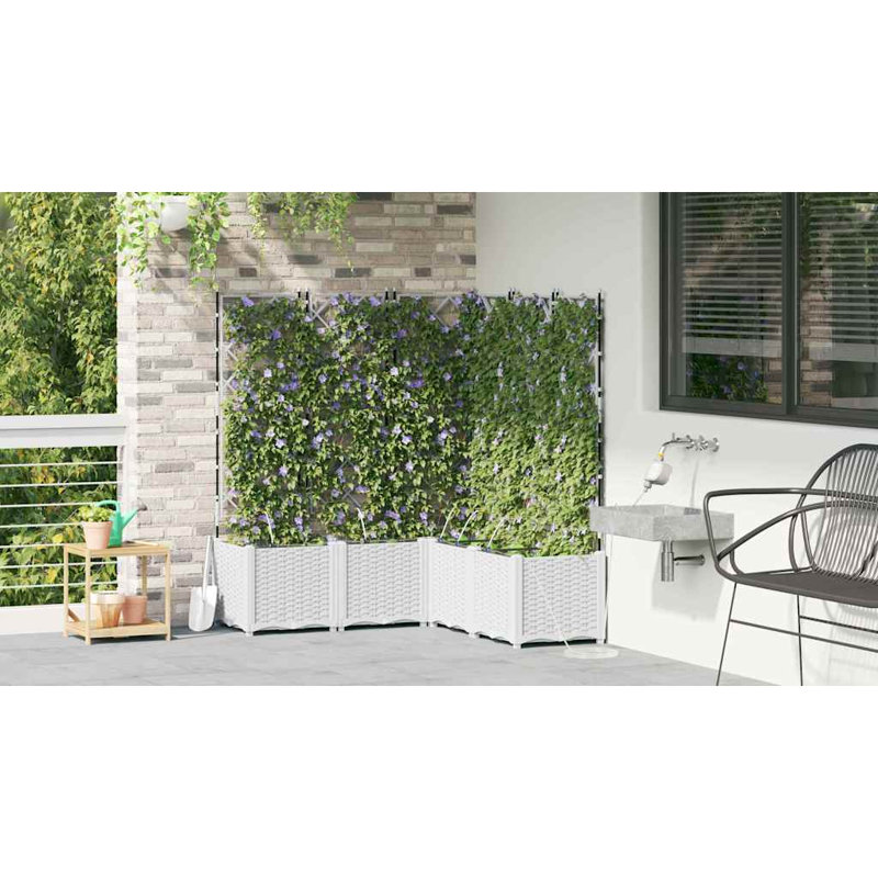 Garden Planters White 142 Cm Steel, White, 142cmH x 120cmW x 120cmD