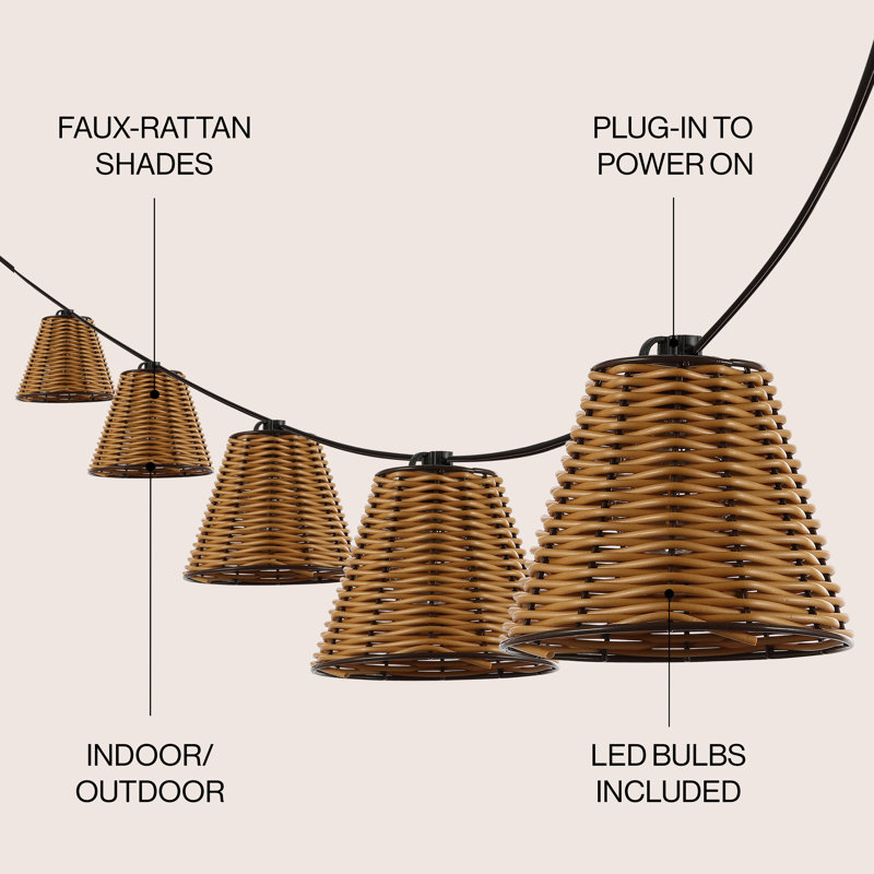 Birnir 10-Light Indoor/Outdoor 10 ft. Classic Cottage Incandescent G40 String Lights, Black/Natural