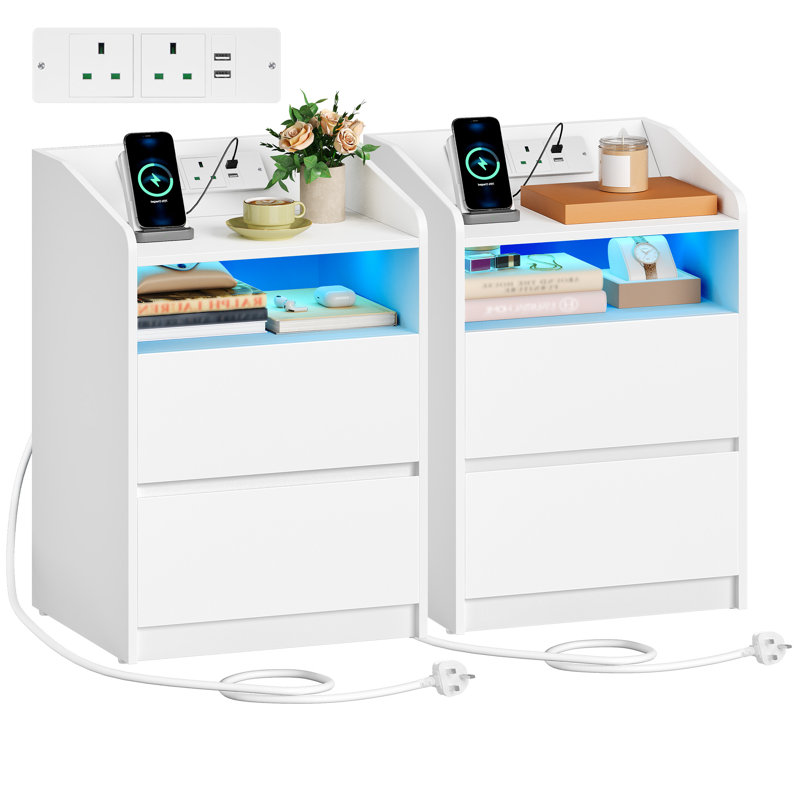 Particle Board Bedside Table, White