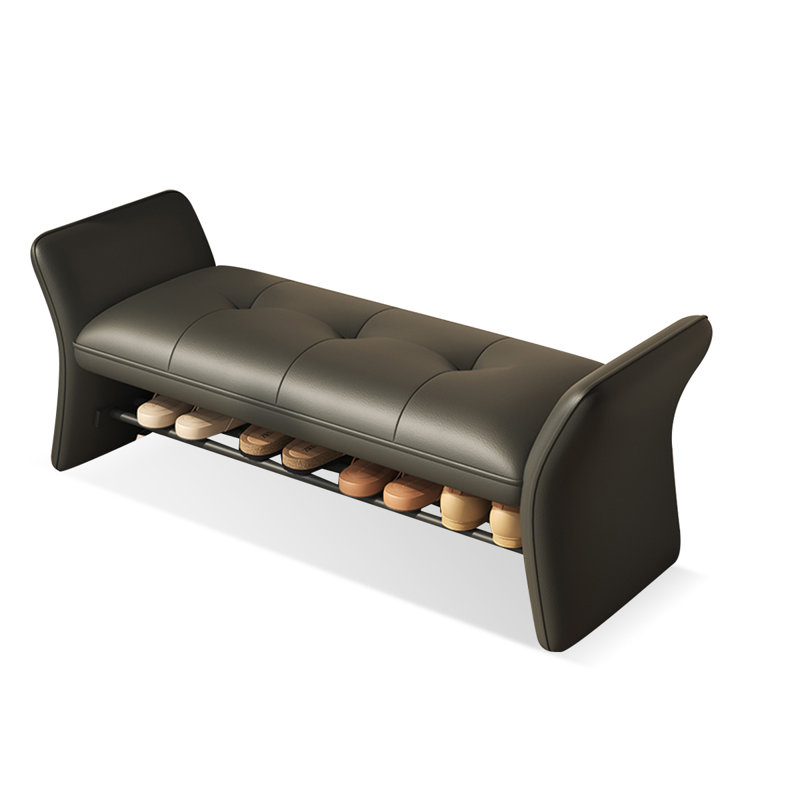 Banc rembourré, Noir, 25.59"H x 47.24"L x 14.96"D