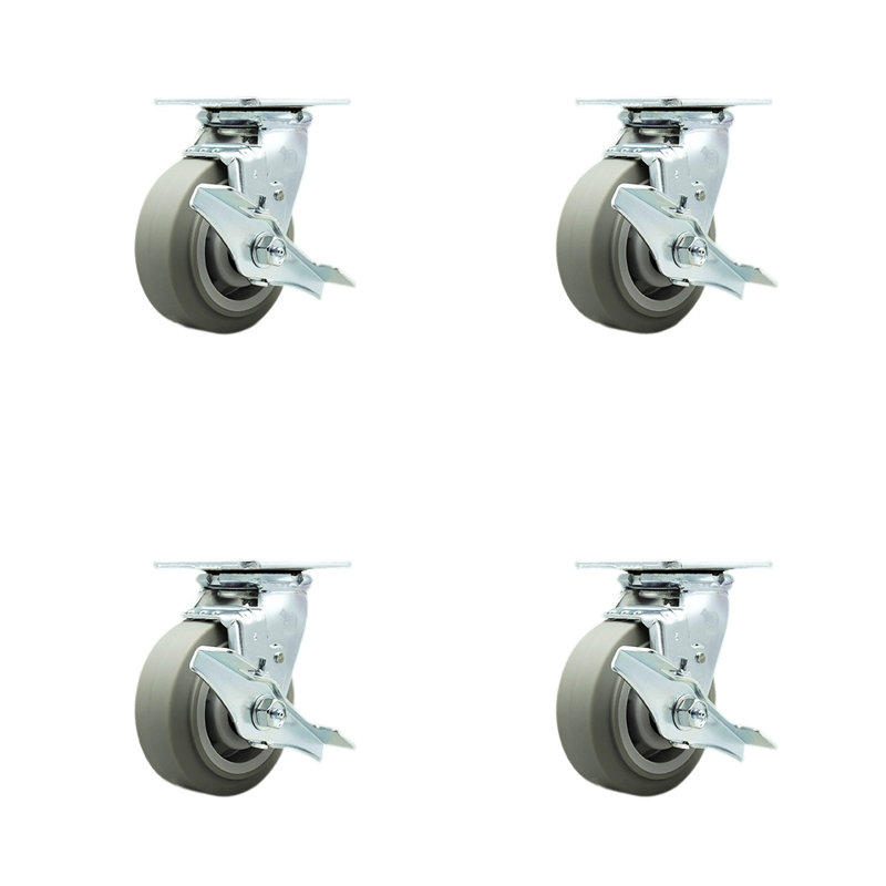 Thermoplastic Caster Set with Roller Bearing