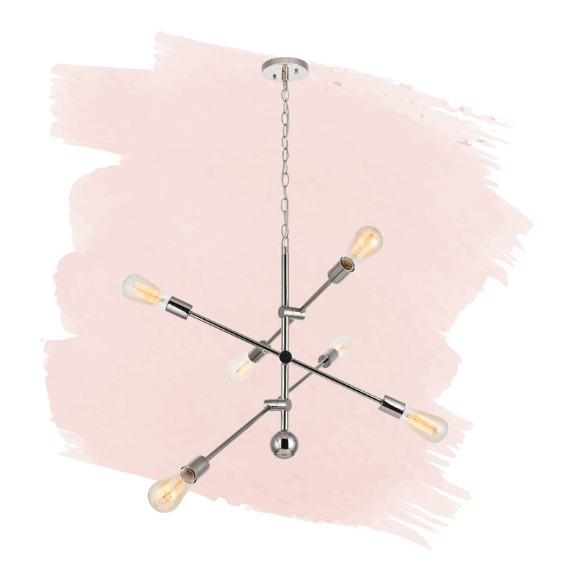 Whelchel 6-Light Dimmable Sputnik Chandelier , Polished Nickel, 82" H x 29" W x 29" D