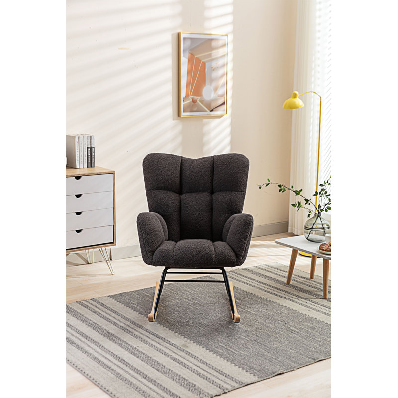 Chaise berçante moderne Marsa, Velours gris velours