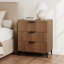 Ensemble de 2 tables de chevet en bois cannelé avec 3 tiroirs, grande table de chevet moderne, l 25,6 po x P 13,8 po x H 29,5 po, brun-132144095