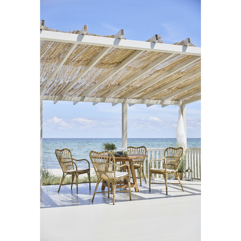Table de salle à manger d'extérieur en teck George - Naturel, H 28,34 po x l 47,24 po x P 47,24 po