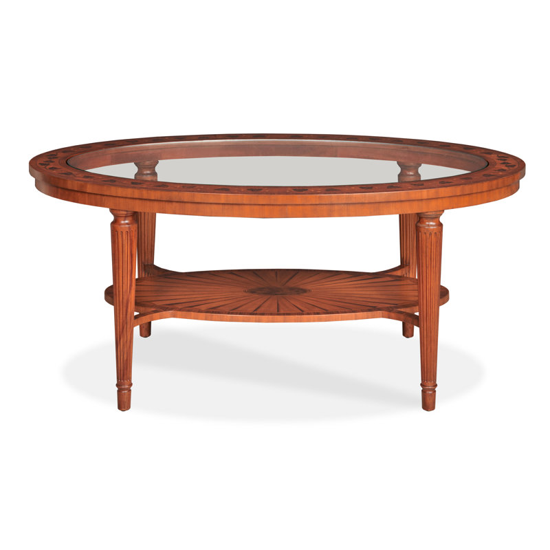 Marquetry Glass Top Coffee Table