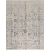 Hand-Knotted High-Quality Silver and Blue Area Rug