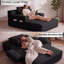Ensemble 2 pièces de chaise longue en velours côtelé désossé, canapé-lit convertible avec poches latérales - aucun assemblage requis-131374091
