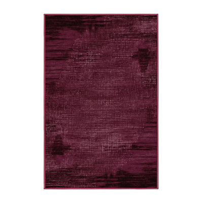 Tapis rouge abstrait lavable à la machine
