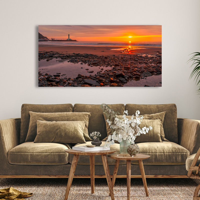 Sunset On The Coast Of Yorkshire, UK by Pangea - Wrapped Canvas Print, 35cm H x 70cm W x 4cm D