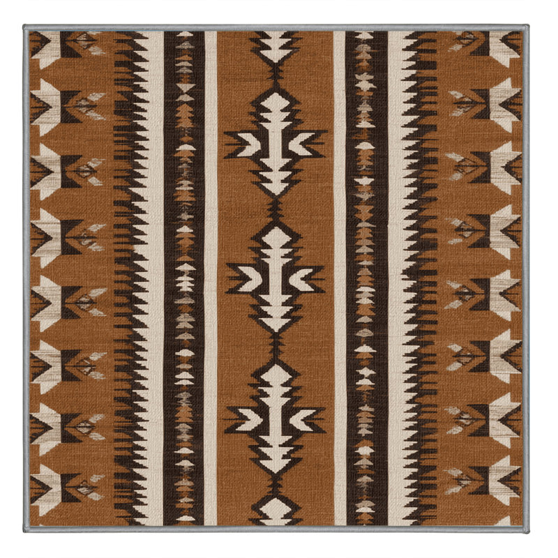 Washable Arrowhead Geometry Southwestern Area Rug, Square 4'