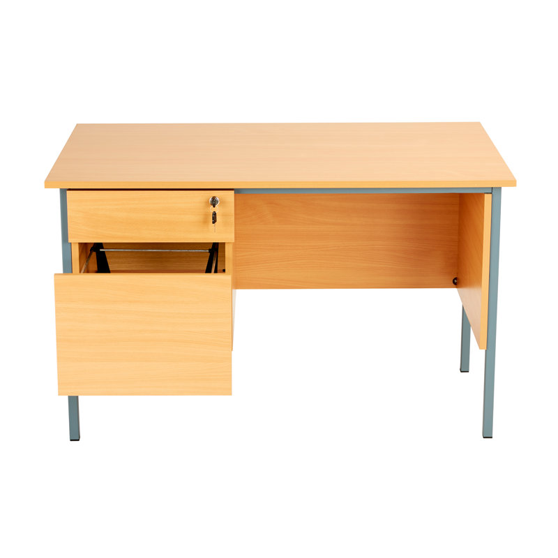 Gumesindo Metal Base Writing Desk, Beech, 72.5cm H x 120cm W x 75cm D