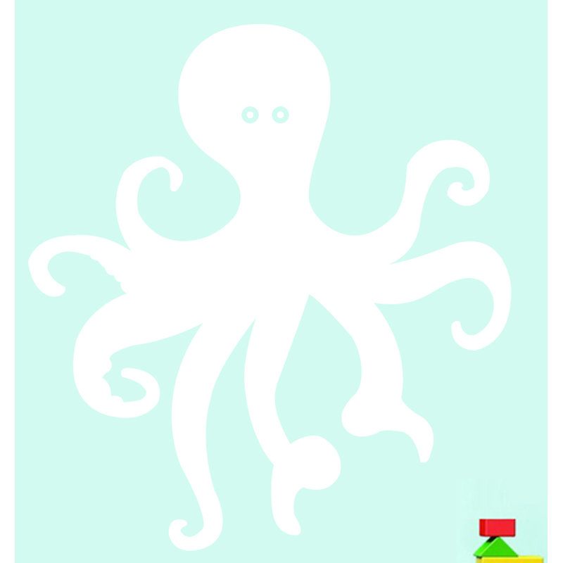 Décalcomanie murale octopus, Blanc
