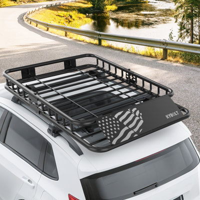 Heavy Duty Global Roof Rack Cargo Basket – 200 lbs Capacity Rooftop Luggage Carrier for SUVs, Trucks, Cars – Durable Steel Construction, Integrated Extension – Size 64" x 39" x 6" – Three-Section Type