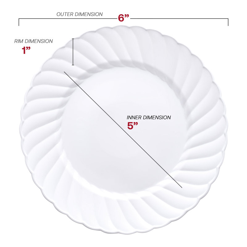 Assiettes à pâtisserie en plastique White Flair (6 po)