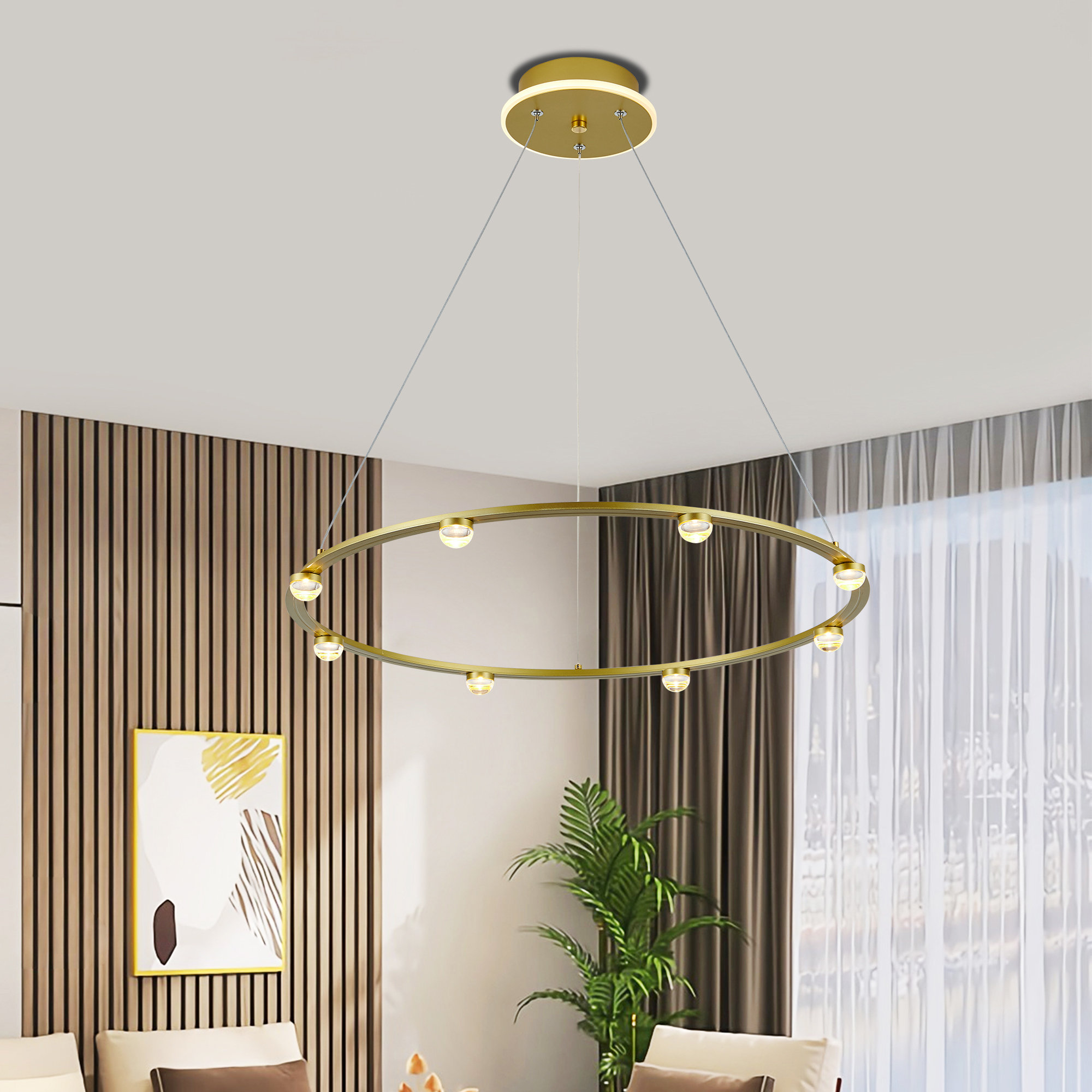 Wrought Studio™ Hestel 1 - Light Wagon Wheel Round LED Chandelier ...