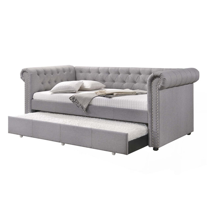 Gray Fabric Daybed with Trundle