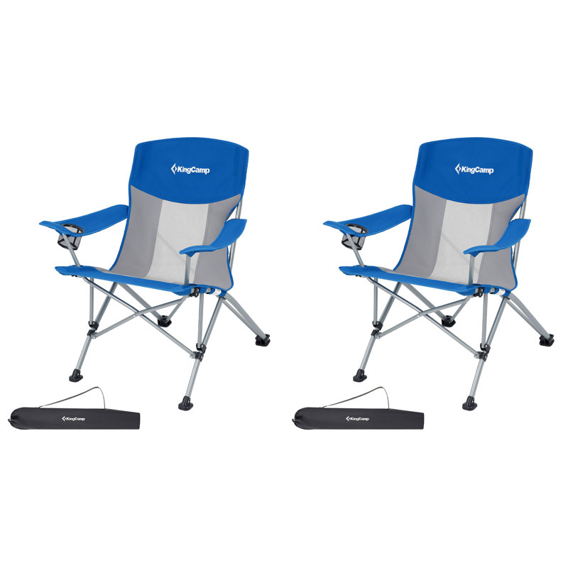  Lightweight Foldable Outdoor Camping Lounger Chair, 2 Pack, Blue/Grey