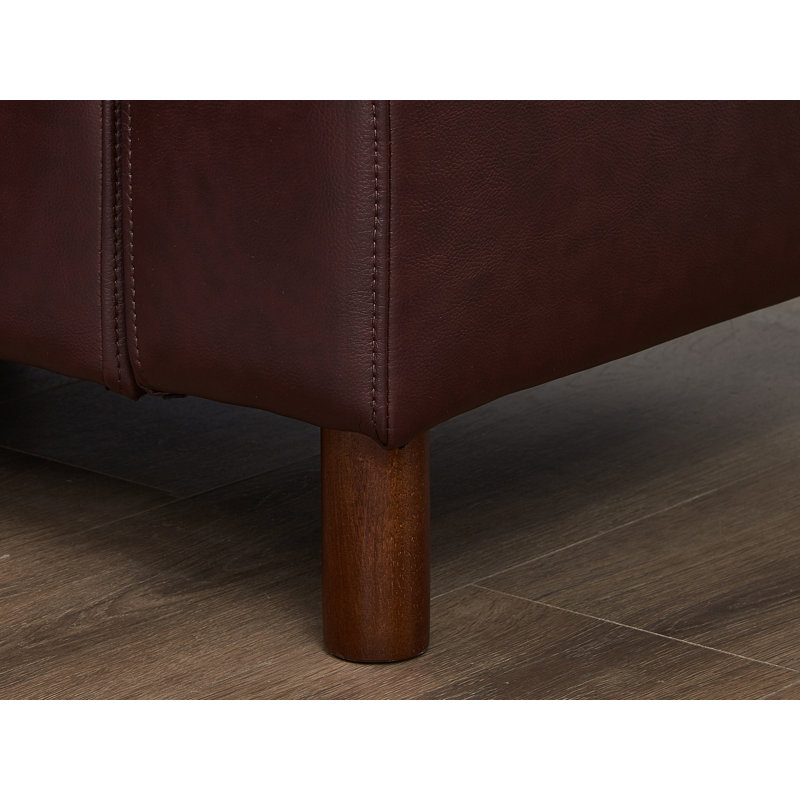 79" Faux Leather Square Arm Sofa, Burgundy