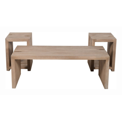 Lulamae 3-piece Cocktail Table In Modern Light Ash Ivory Finish On Reclaimed Solid Wood