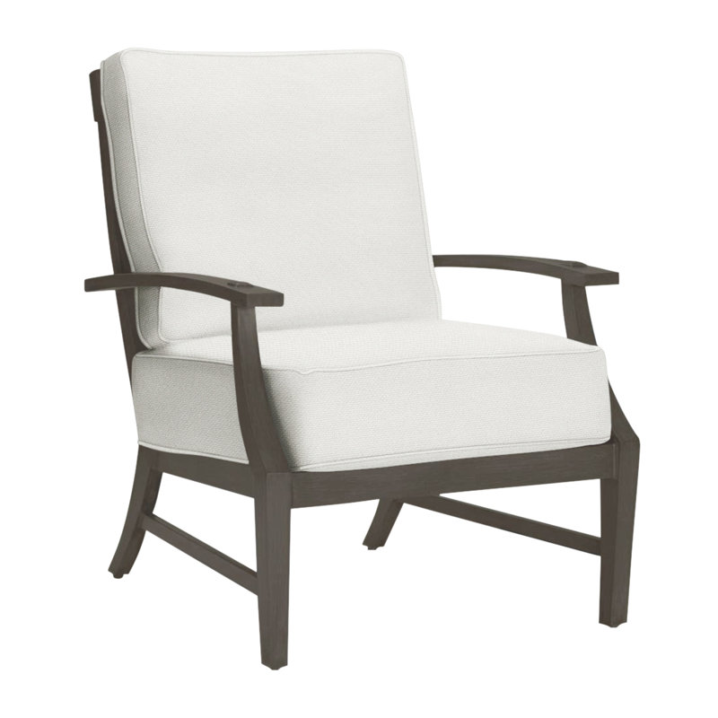 Croquet Patio Chair with Cushions, Slate Gray, Rollo Chambray InsideOut® Linen, Welt