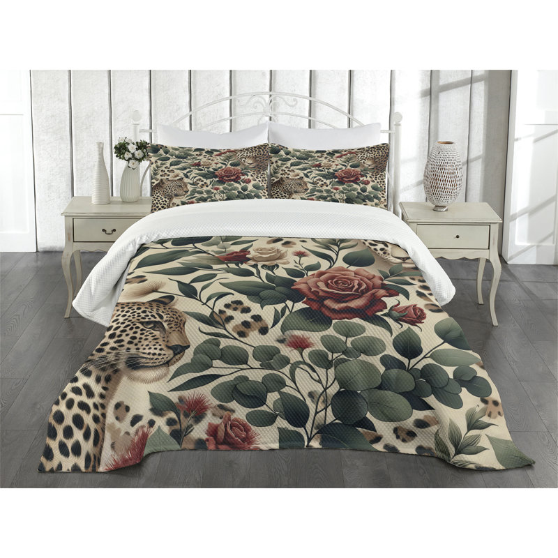 Polyester Floral Coverlet, King Coverlet / Bedspread + 2 Standard Shams