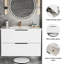 Meuble-lavabo 36 po avec lavabo en céramique - Meuble-lavabo mural flottant cannelé avec tiroirs, moderne-427176310-427176308