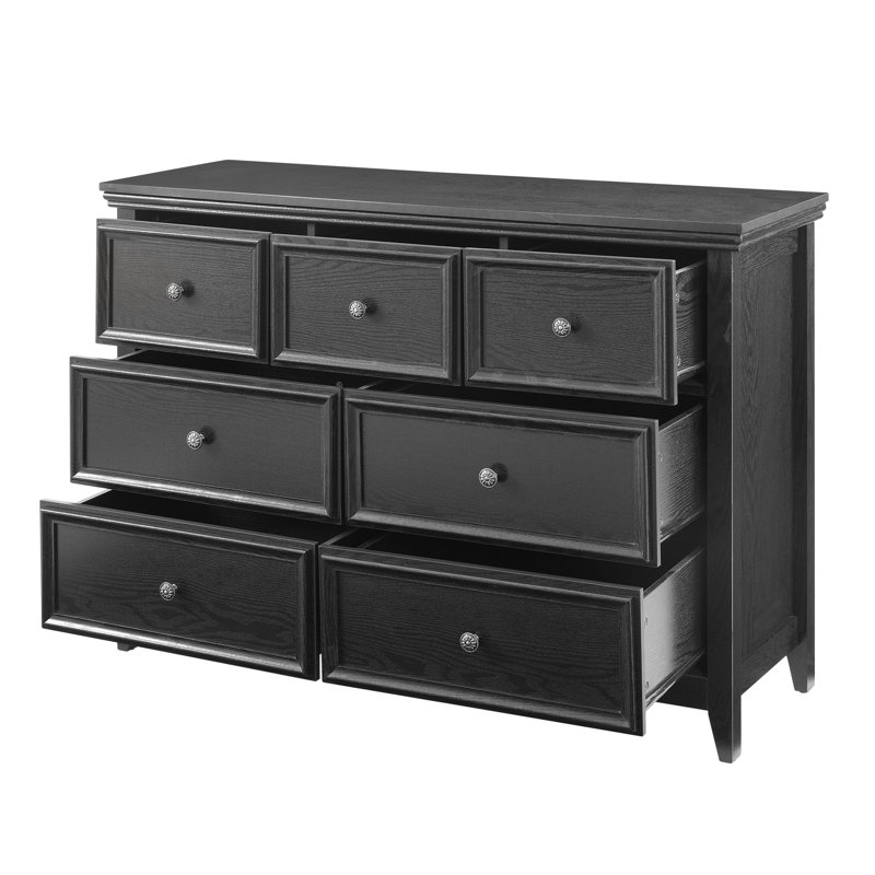 7 Drawer Cabinet For Storage - Black Dresser With Tipping Feature And Smooth Glide Drawers 7 Organizer Stable Feet Construction