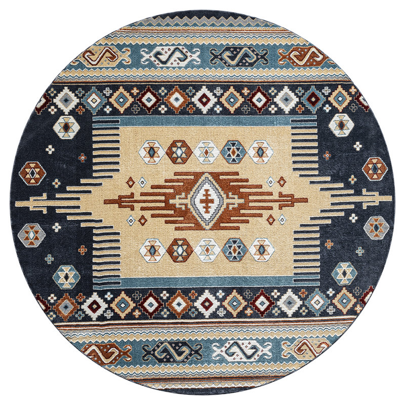 Tapis bleu marine Afsana Denali, Rond 7 pi 11 po