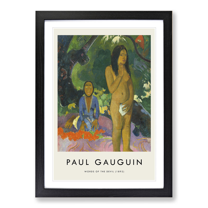 Words of the Devil Print by Paul Gauguin - Picture Frame Painting, 36cm H x 27cm W x 2cm D, Black