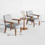 Ensemble de fauteuils d'appoint rembourrés 2 places en tissu contemporain gris ardoise avec table d'appoint ronde en bois-425177687
