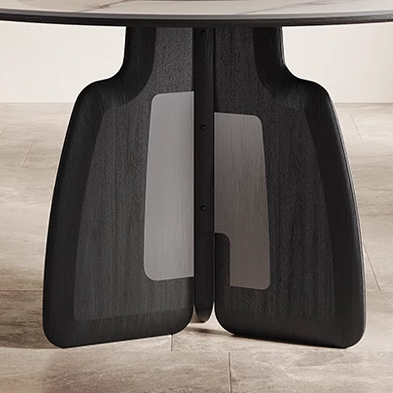 Table ronde en pierre frittée légère de luxe, H 29,53 po x L 47,25 po x l 47,25 po