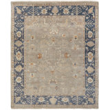 Preciado Wool Oriental Area Rug in Gray/Navy