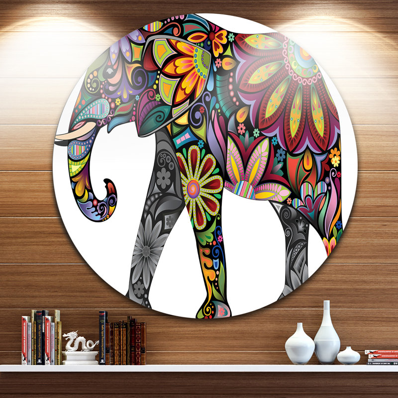 « yellow joyeuse éléphant », impression, H 23 po x l 23 po x P 1 po, Métal