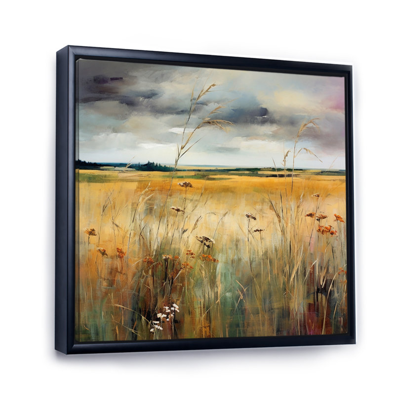 «Calming Meadow III - Landscape», reproduction sur toile, Cadre flottant noir, H 30 po x l 30 po x P 1 po