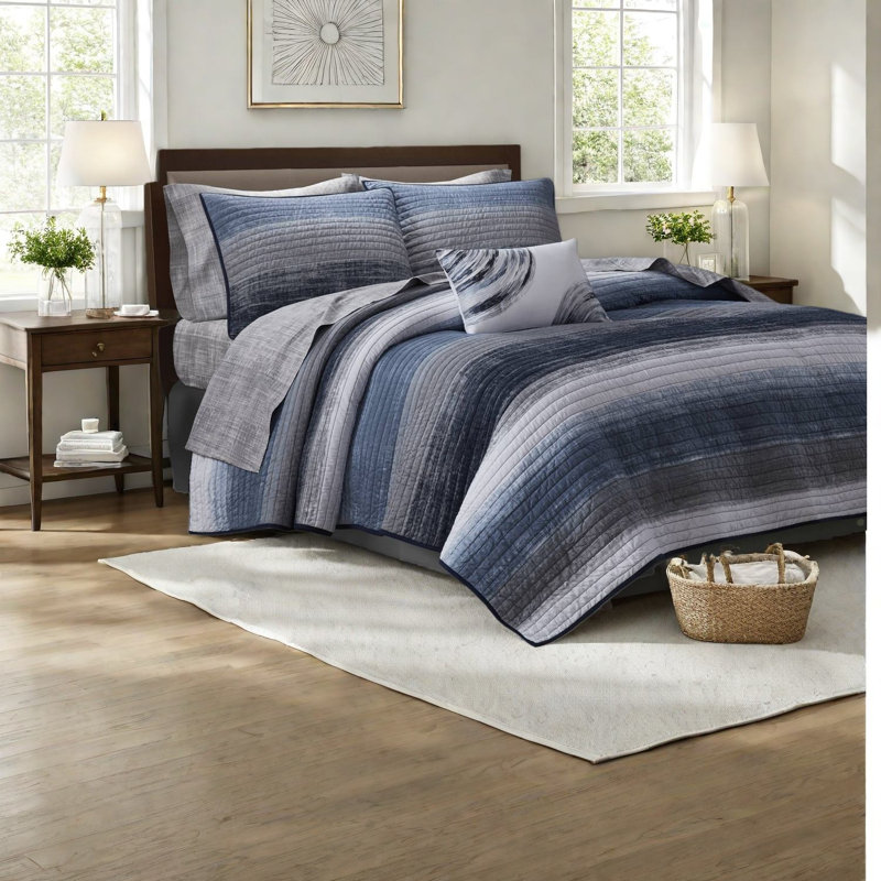 Navy Bedding Set, Microfiber, Modern Style For Comfortable Home