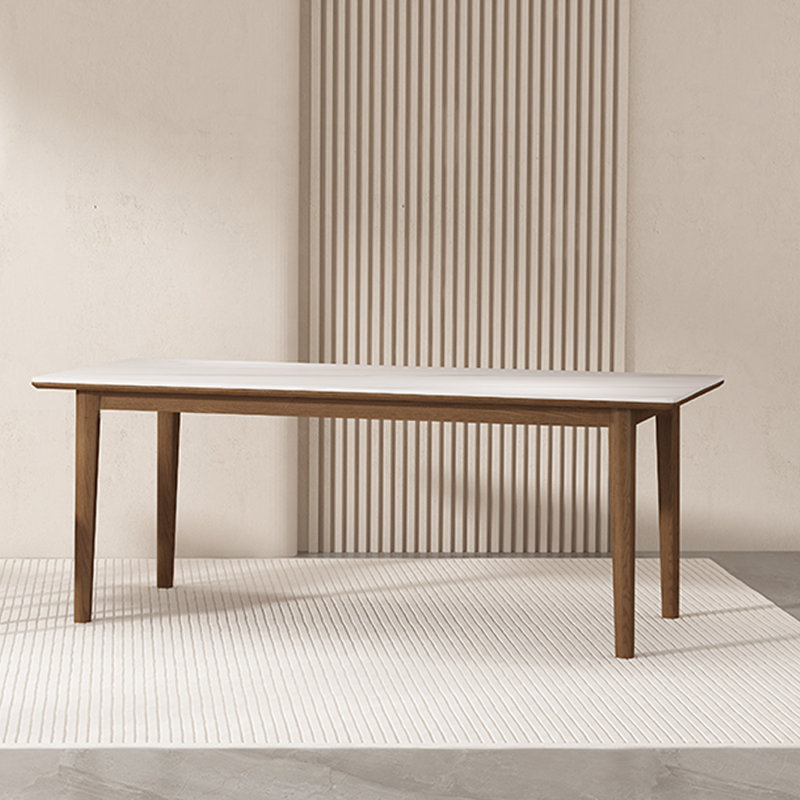Sintered Stone tabletop Solid Wood Dining Table, 29.53”H x 70.87”L x 35.43”W